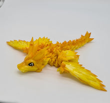 Load image into Gallery viewer, Cinderwing Yellow 3d Printed UV Resin Tiny Articulated Crystalwing Dragon
