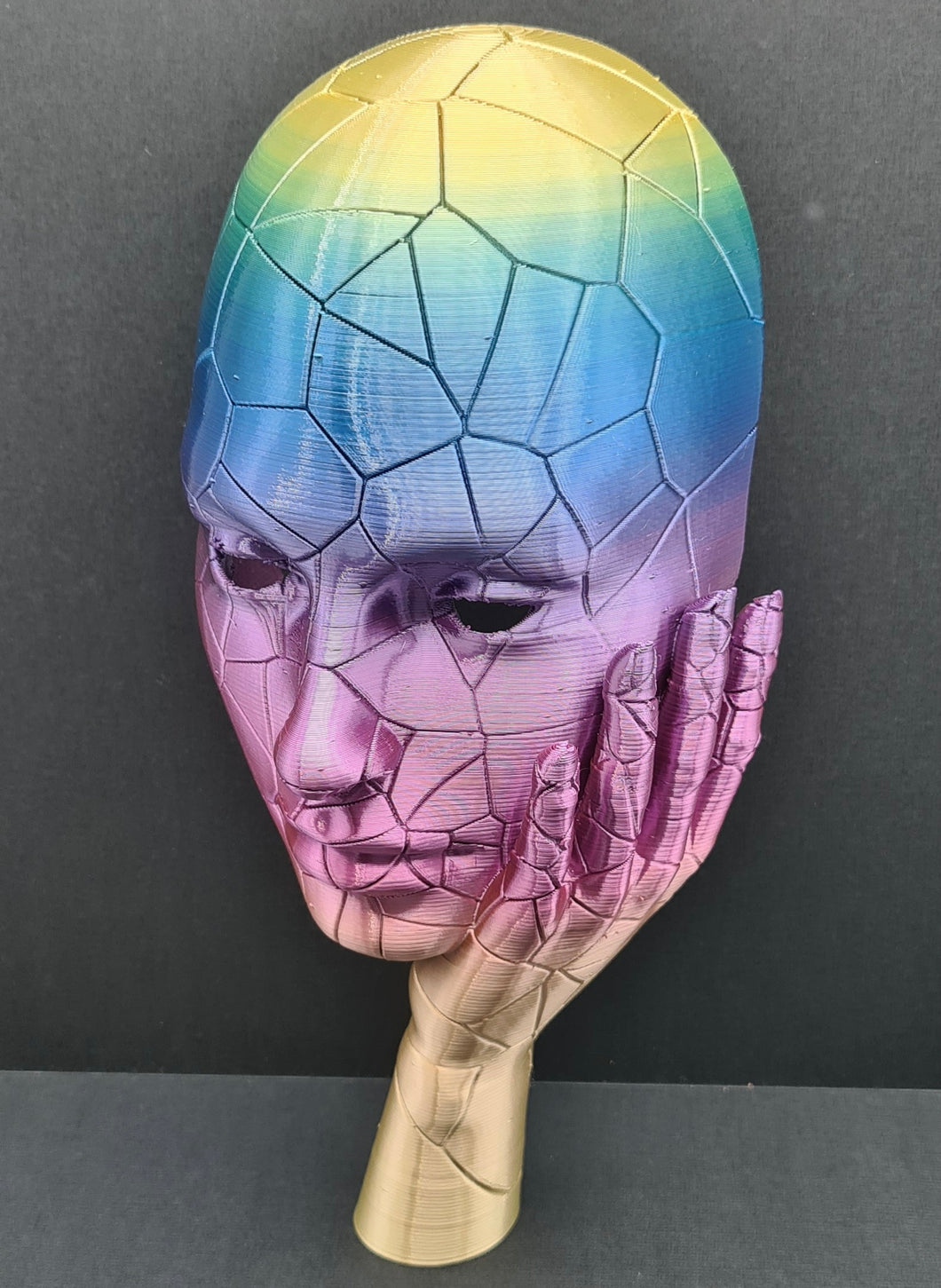 ‘Cracked Amber’ Statue Model 3D Printed Rainbow Silk PLA